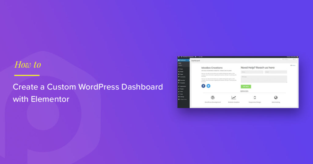 custom dashboard elementor