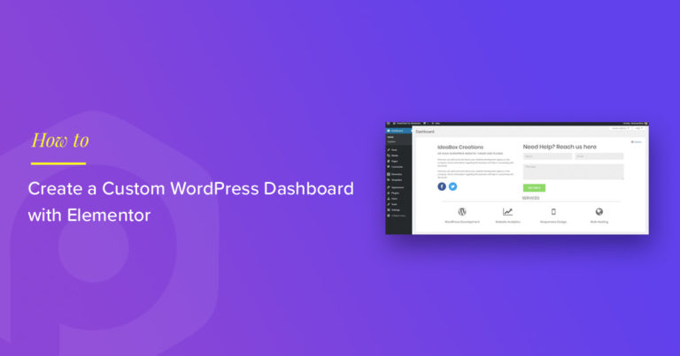 custom dashboard elementor