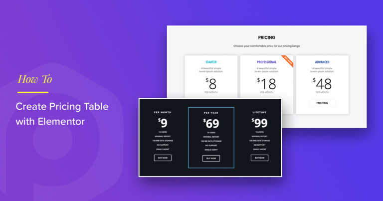 Elementor Price table widget
